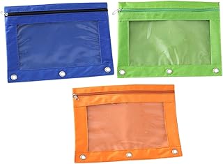 Ciieeo 3 Peças Estojo De Lápis De Três Furos Com Zíper Bolsos Fichário Caneta Fichário Bolso Fichário Bolsa De Pano Destacável Pasta Fichário Com Zíper Porta Canetas Fichário Sacos Com