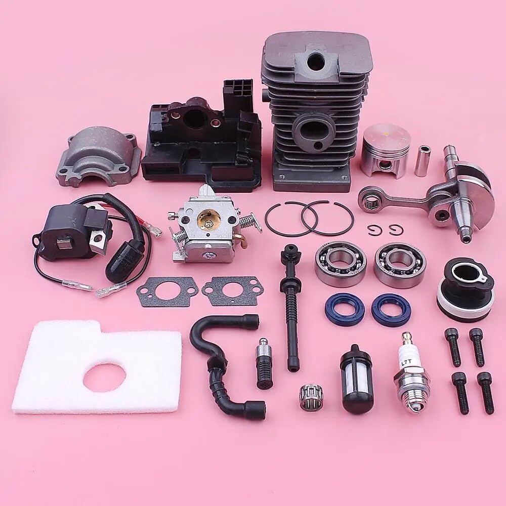 Kit de Bobina de Encendido de cigüeñal de Cilindro de 38mm, for MS180 018 1130 020 1208 W, Sello de Aceite de pistón, válvula de Aguja de admisión Kits de pistones de Cilindro de Motosierra