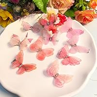 Vista 4 de Pinzas de mariposa para decoración de cabello rosa para niñas (rosa, 10 unidades)