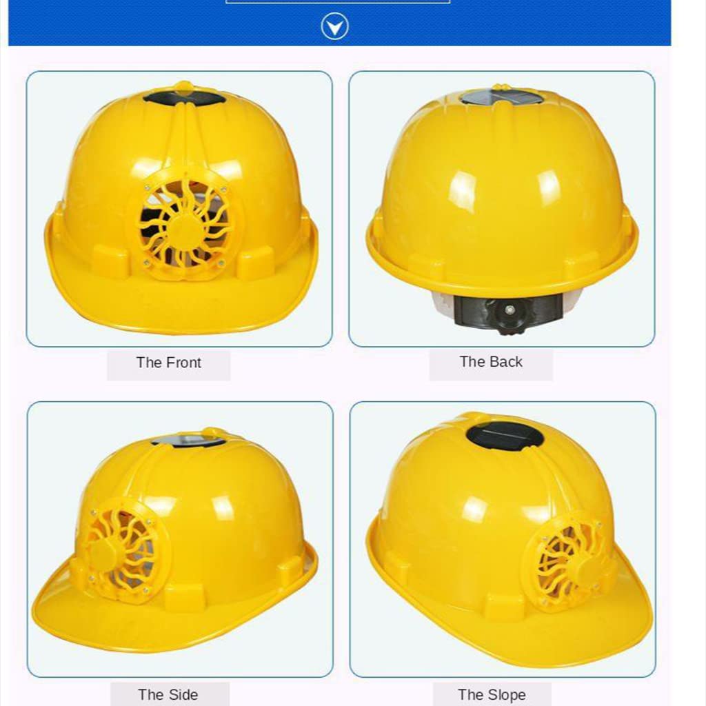 Casque de Sécurité Ventilé Énergie Solaire Support Absorption Chocs Protection Respirant Matériau PE Réglage Pratique Adapté Aux Travaux Extérieurs, Jaune