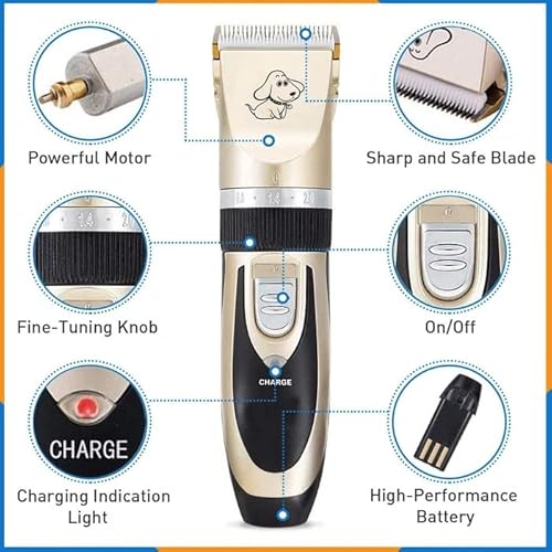 Petsonik Dog Clippers For Thick Coats | Professional Heavy Duty Dog Clippers | Electric Hair Clippers For Dogs, Cats, Horses And All Animal Large Or Small | Cordless Pet Shaver #TOP1