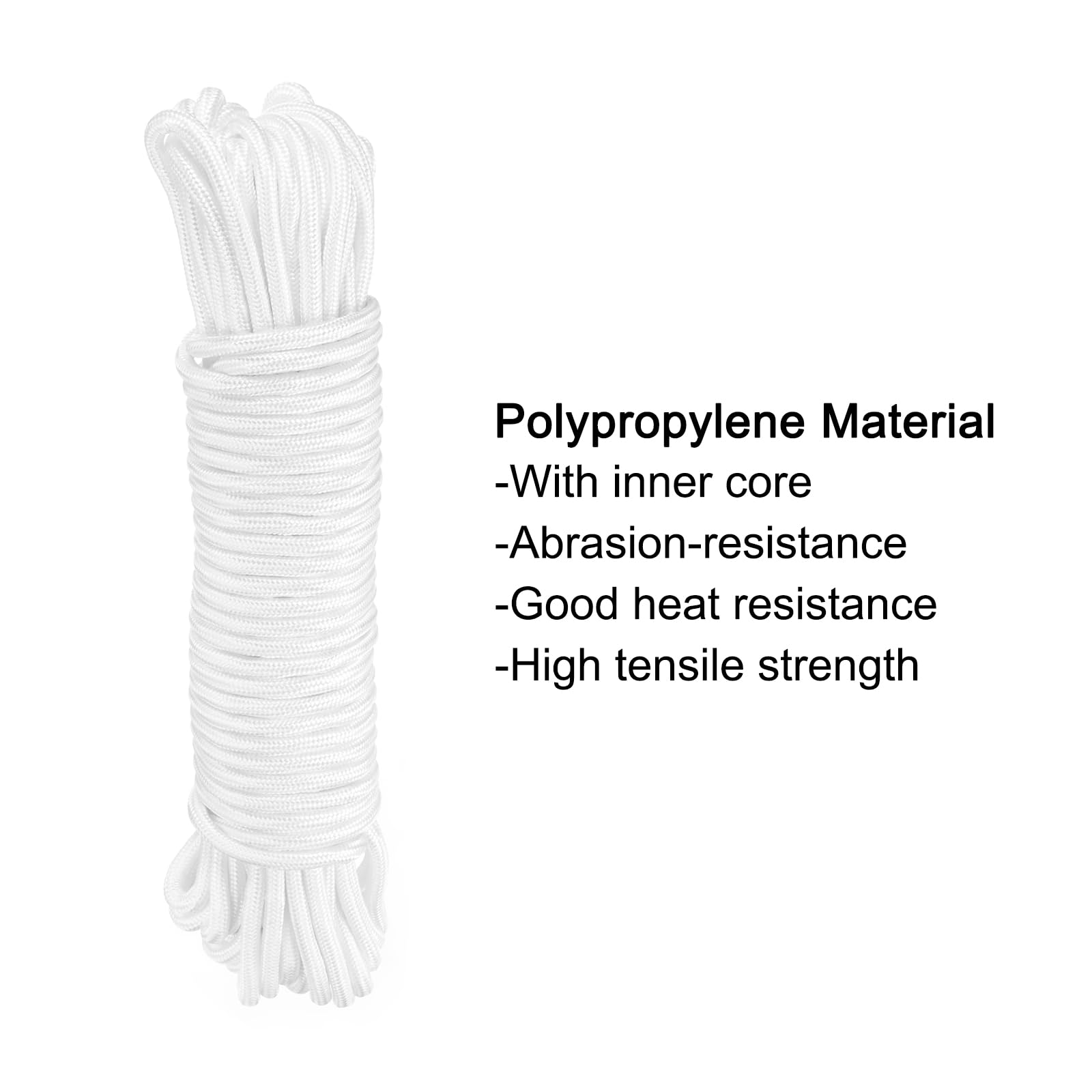 QUARKZMAN Corde tressée en Corde en polypropylène 30M/98ft 1/2" 12mm Blanc pour intérieur extérieur Camping Corde à Linge