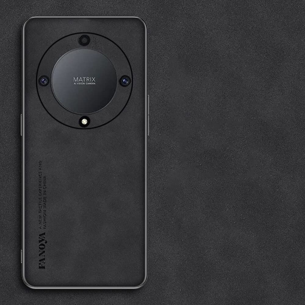 Jarttarn Compatible with Honor X9a 5G Case Lambskin Leather Soft Silicone Back Cover Camera Shockproof Bumper Funda (Black)