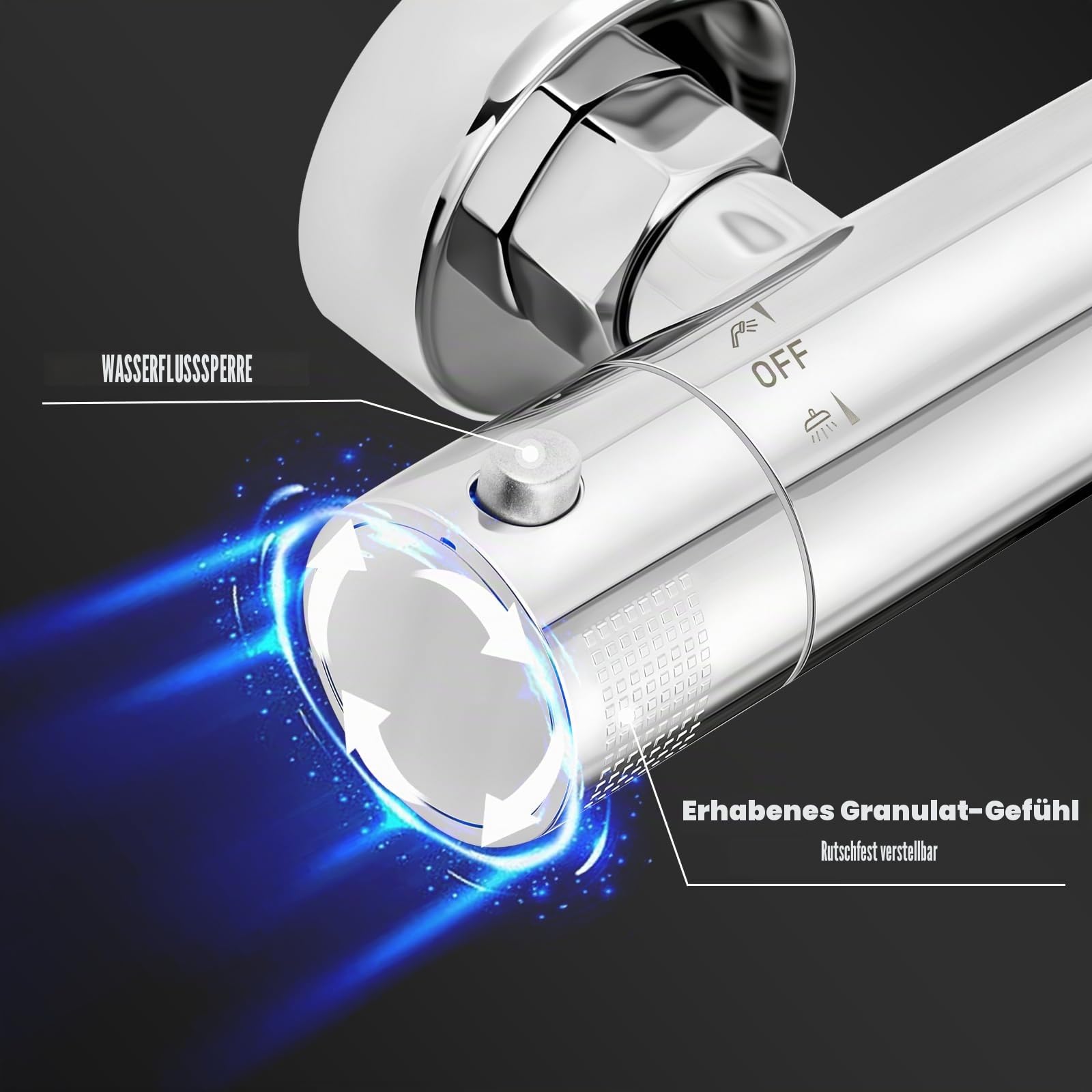 Ronvie Duschsystem mit Thermostat, 25cm Regendusche Duschkopf Chrom