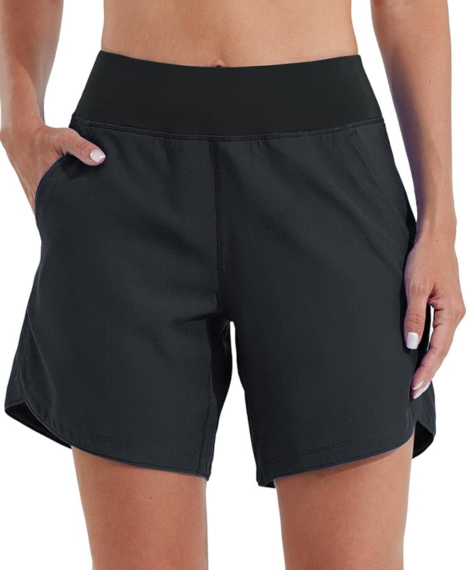 Willit Women's 7" Quick Dry Swim Board Shorts UPF 50+ High Waisted Trunks with Liner Pockets