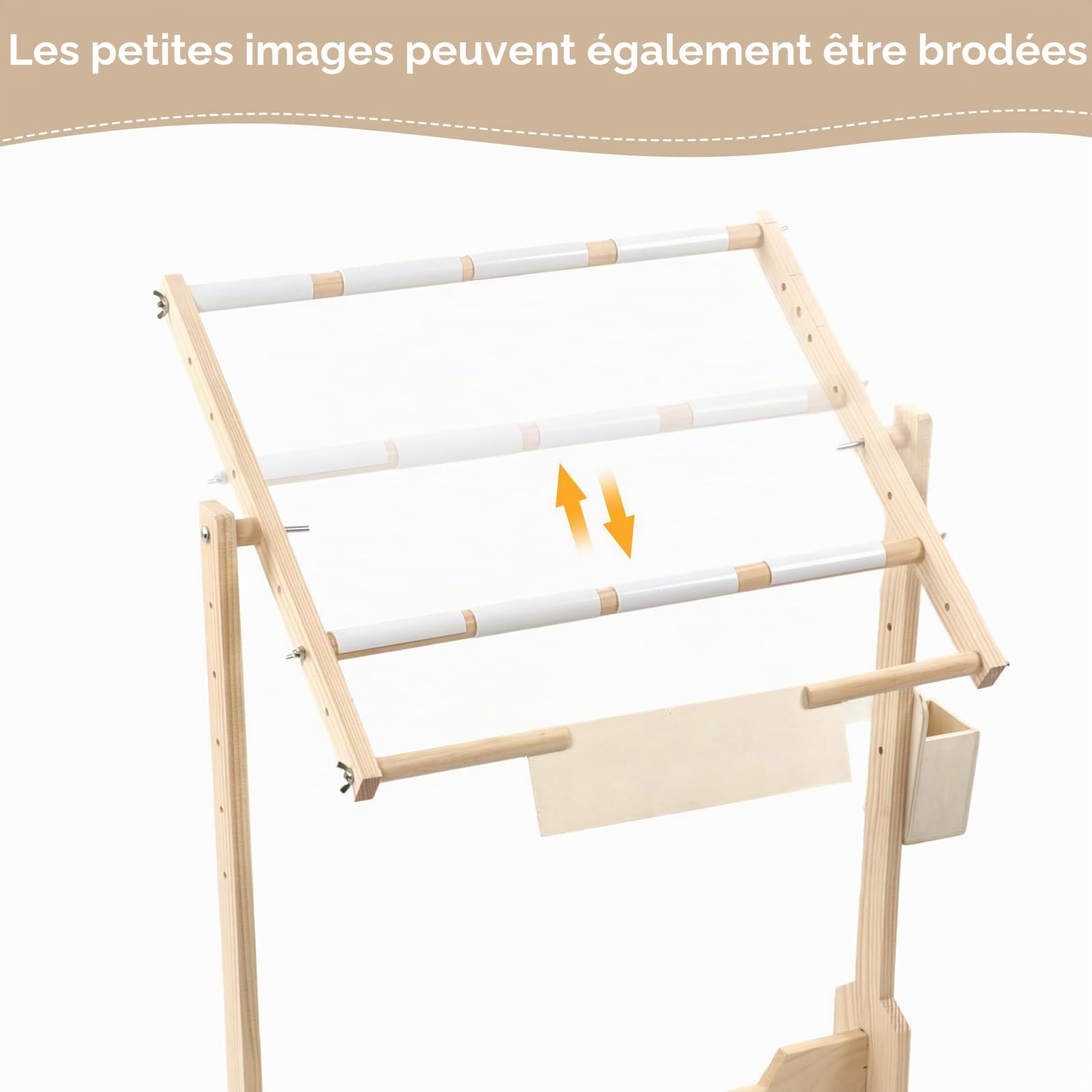 Support de Broderie en Bois Ejoyous, Hauteur Réglable 5 Niveaux, Rotation 360 Degrés, 100 cm, 32CT