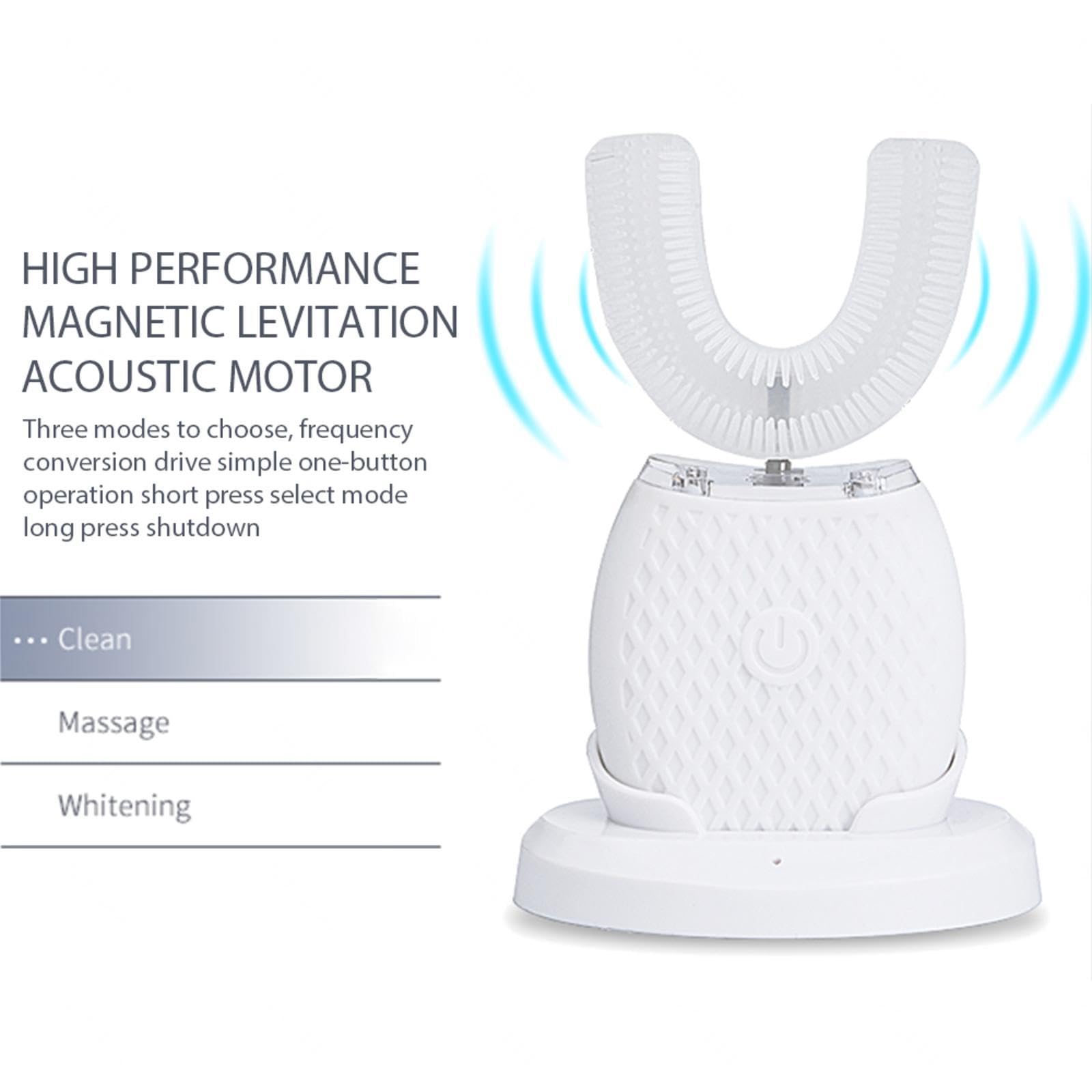 VIDECOR Cepillo de Dientes Sónico Automático en Forma de U Recargable, Cepillo de Dientes Eléctrico 360 para Adultos, Accesorios, Cepillo de Dientes de Limpieza Automática,