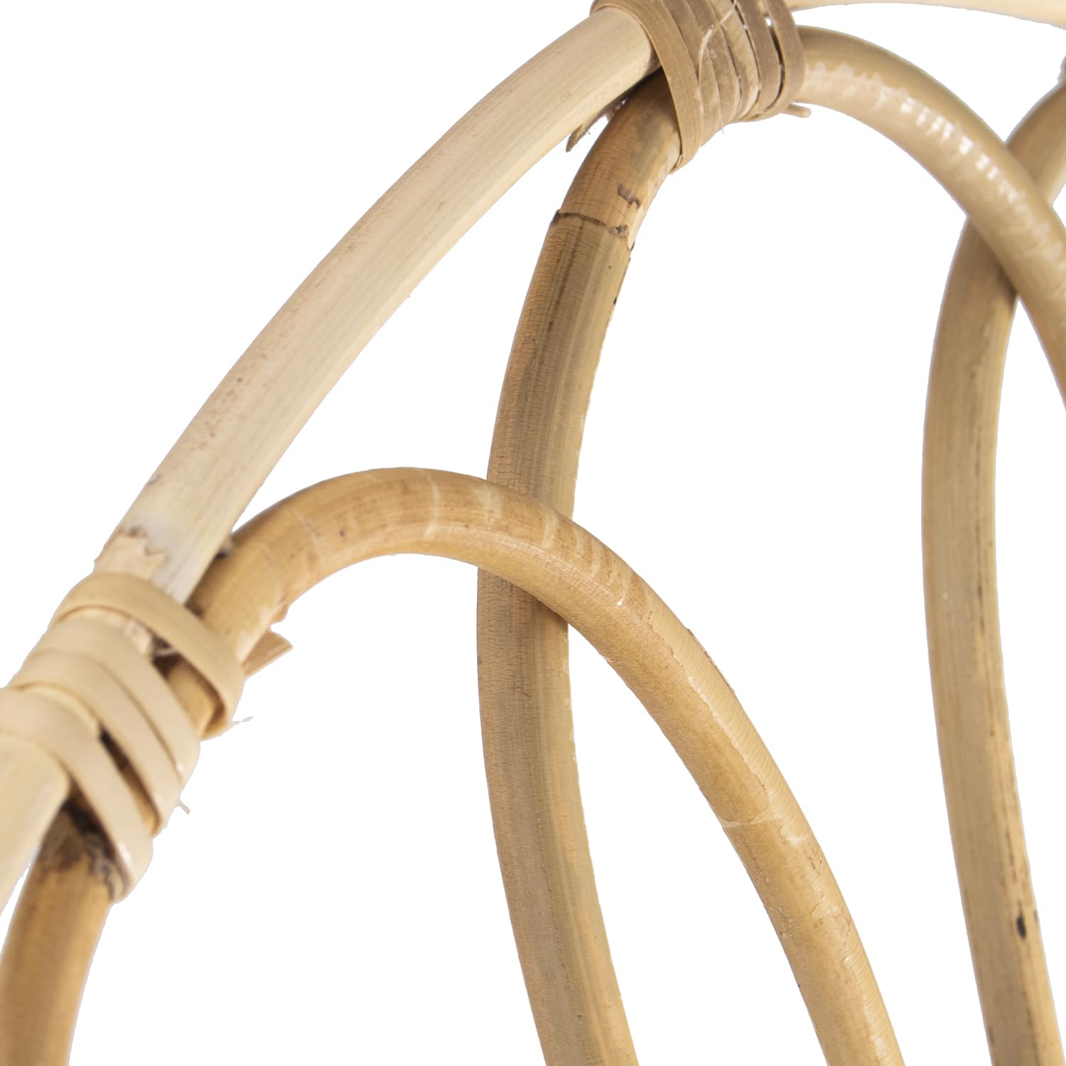 DRW Espejo de Pared Redondo de Ratan en Natural 60x60x2 cm