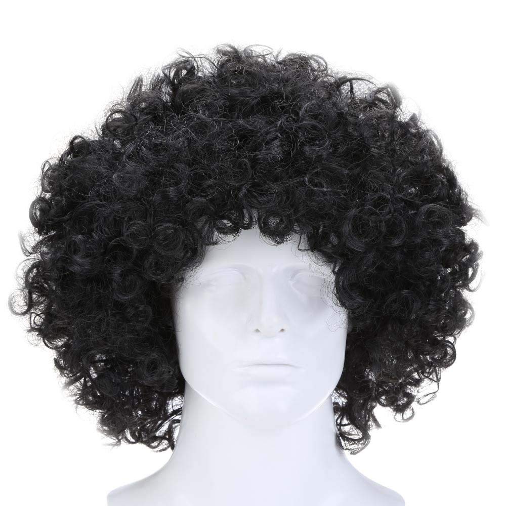 Bolt Unisex Curly Hair Funky Disco Wig (Black)