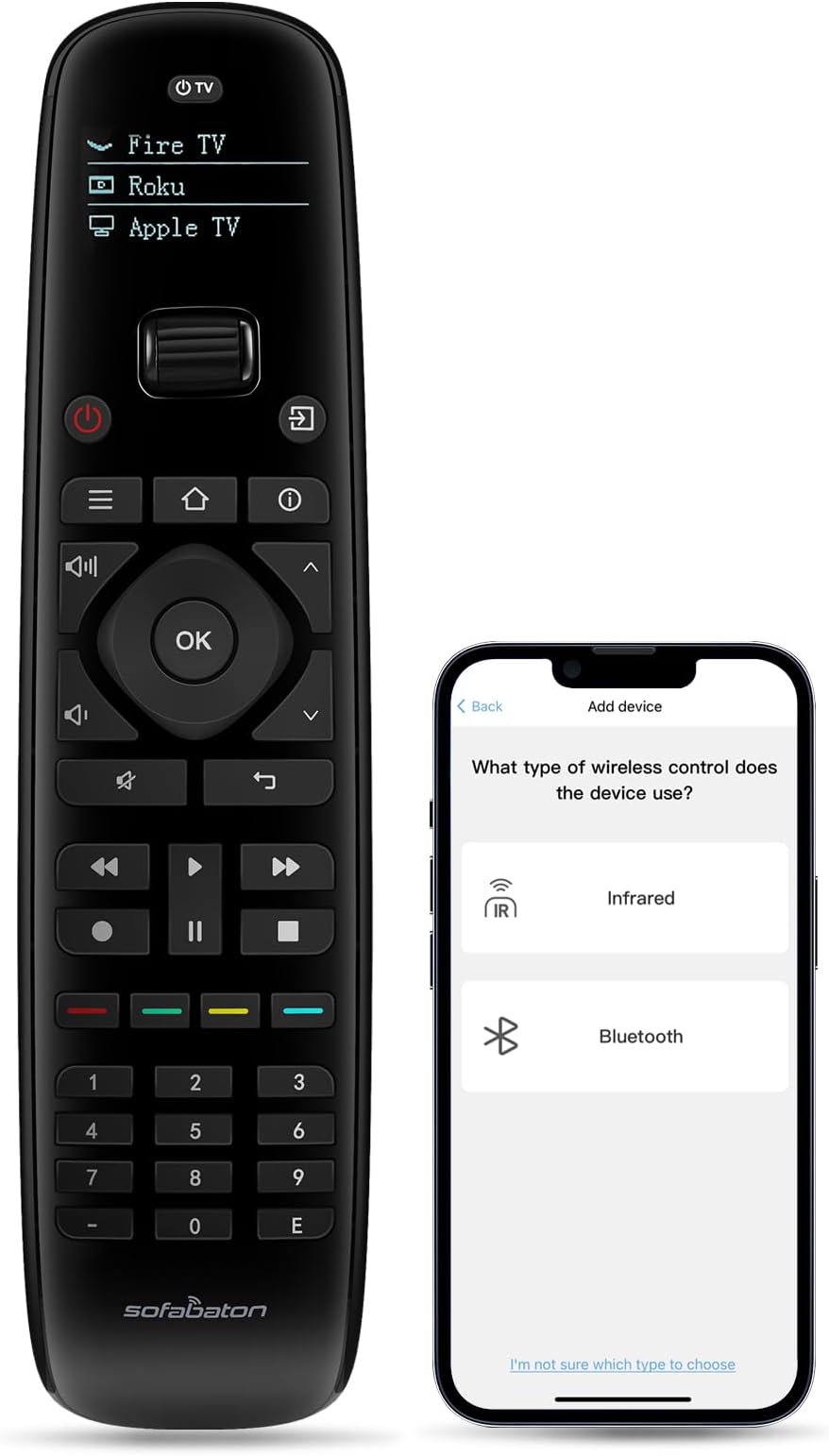 SofaBaton U2 Universal Remote Compatible with TV/DVD/STB/Projector/Blu-ray/Streaming Players, Longer Infrared Signal & Raise to Wake, All-in-One Remote Control with APP & Customizable Macro Button