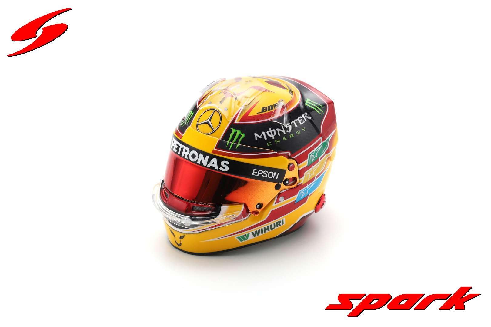 F1 1/5 Scala Mini Casco da Racing, Lewis Hamilton 2017 Campionato del Mondo GP del Messico, Scatola espositiva