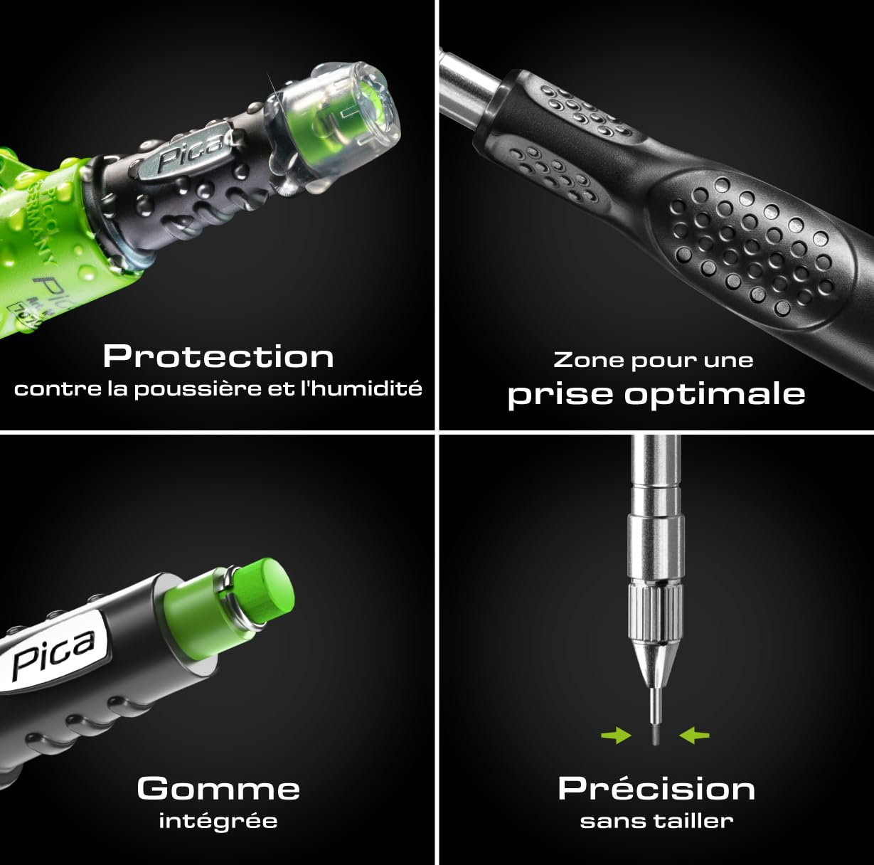 Pica Bundle Fine Dry 70703 I Porte-mine avec mines spéciales 0,9 mm | Comprend Fine Dry 7070 I 29 mines graphite H I rechargeable I idéal pour des marquages précis