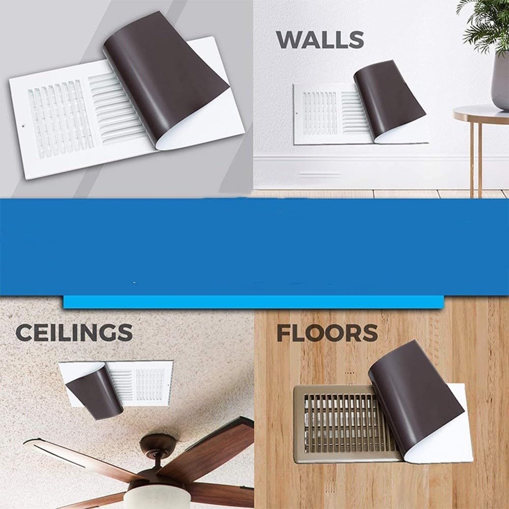 4 cubiertas magnéticas de ventilación compatibles con unidades de CA, sistemas de CA HVFor y rejillas de ventilación de RV con goma cortable para sellar el flujo de aire de manera eficiente (20,3 x