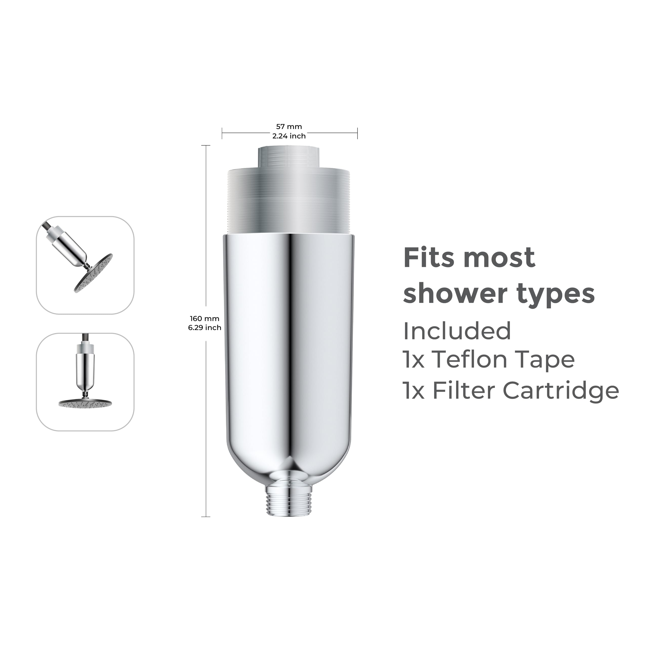 15 Stage Shower Head Filter For Hard Water - Removes Chlorine & Fluoride, Universal G1/2" Fit