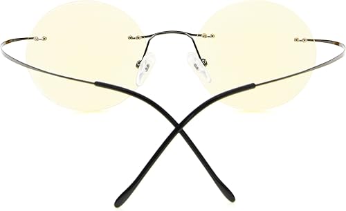 Miniatura 8 de CessBlu Gafas de lectura redondas de titanio anti rayo azul sin montura para mujeres y hombres