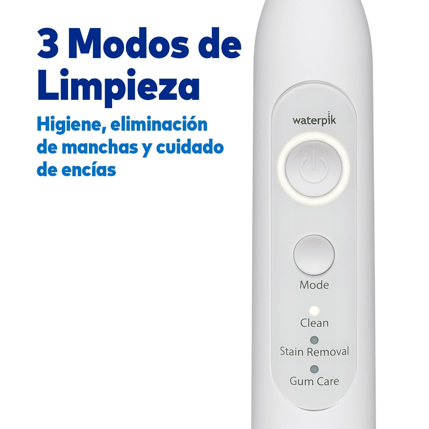 Waterpik Sensonic Cepillo de Dientes Sónico Eléctrico para Adultos con 3 Modos de Higiene, Batería Recargable, Estuche de Viaje, Cargador USB, Color Blanco STW-03EU