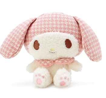 マイメロディ　ぬいぐるみ おめかしシリーズ　水色ギンガムチェック　タグ付き マイメロディ ぬいぐるみ おめかしシリーズ 水色ギンガム