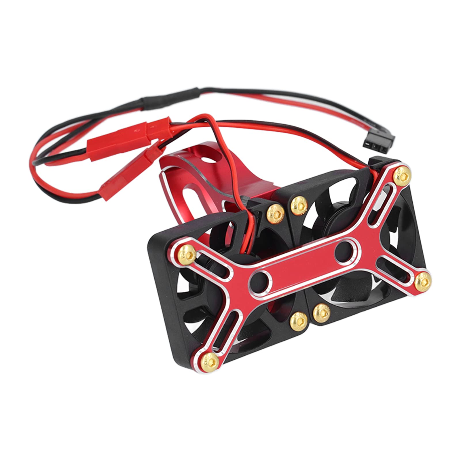 POENVFPO RC Car Motor Heat Sink, Aluminum Alloy Strong Heat Dissipation Brushless Motor Heat Sink with Cooling Fan for 1/5 Model Car (Red)