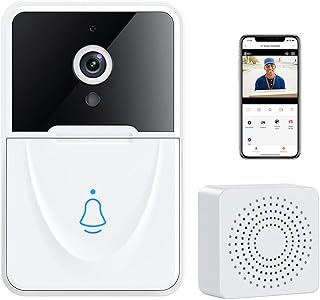 Nicoone Wireless WiFi Video Doorbell Camera, Intelligent Doorbell Camera Security Doorbell, 38 Doorbell Chimes 1080P HD, 2-Way Audio, Wireless Indoor Doorbells for Home(White)