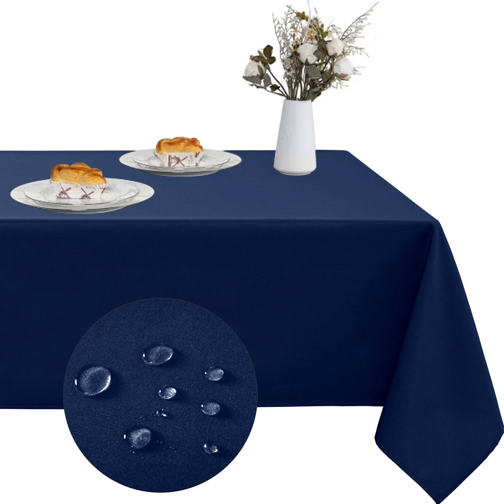 XWZO Table Cloth Rectangular Solid Table Cover Water Resistant Table Cloths Wipe Clean Tablecloth for Cafe, Restaurant, Buffet, Tabletop Party 140x200cm(55x79inches) Navy