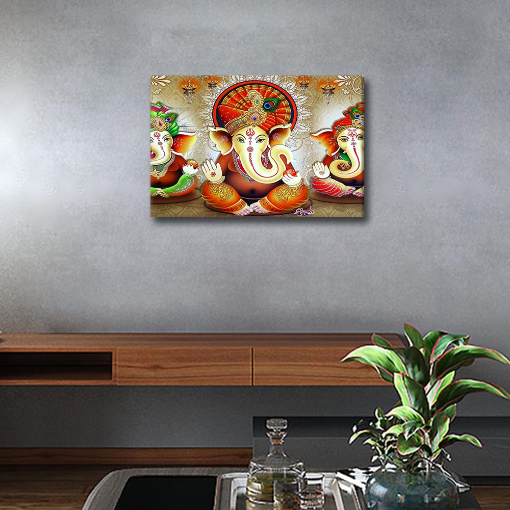 TISHIRON 1 Panel Hinduism Pictures for Living Room Ganesha Wall Art Prints on Canvas Indian God Painting Modern Artwork Hindu God Wall Decor for Bedroom Office Bathroom Decor Ready to Hang - Image 3