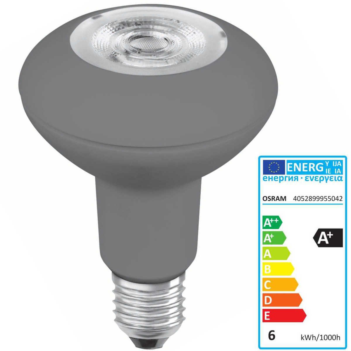 Osram Parathom Clear Reflector R80 Dimmable 5.5W, Screw Base E27, Warm White/2700K 360 Lm, O-Led-R80-5.5W-Dm-Ws