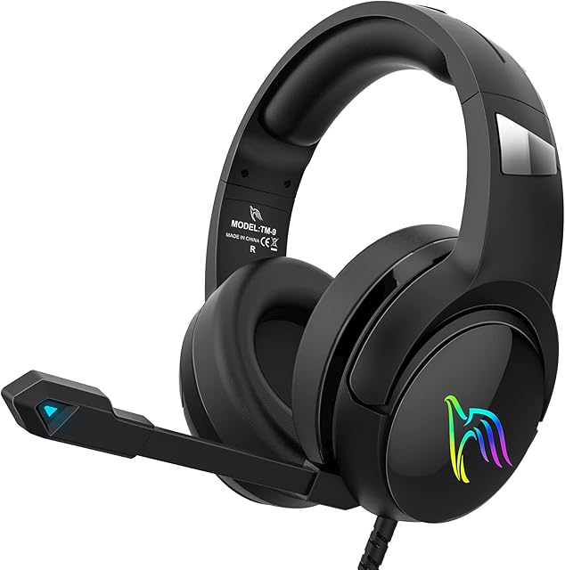 Gootoop Gaming Headset for Nintendo Switch PS4 PS5 PC Xbox Series X|S Xbox One Gaming Headphones with Noise Canceling Mic RGB Light Over Ear Wired Gamer Headset with In-line Controls One-key Mute