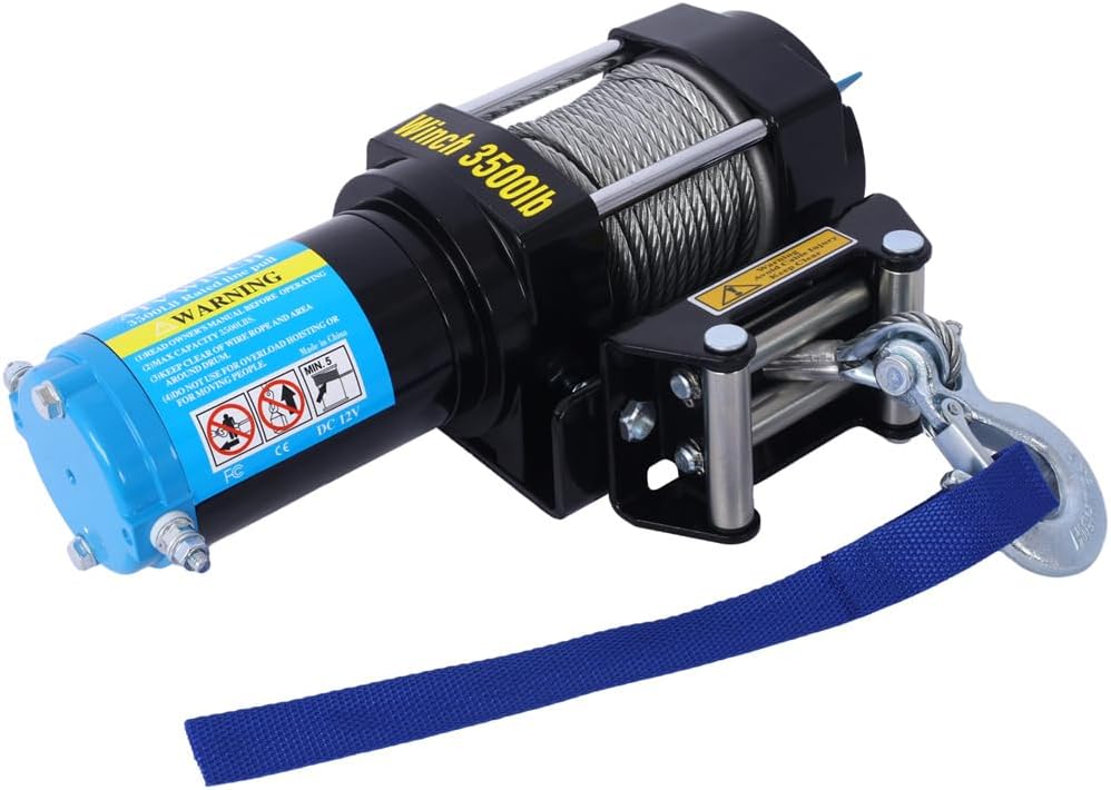 12V 3500 lbs Steel Wire Electric Winch for Towing ATV/UTV Off Road with Wire and Wireless Remote, Roller Fairlead