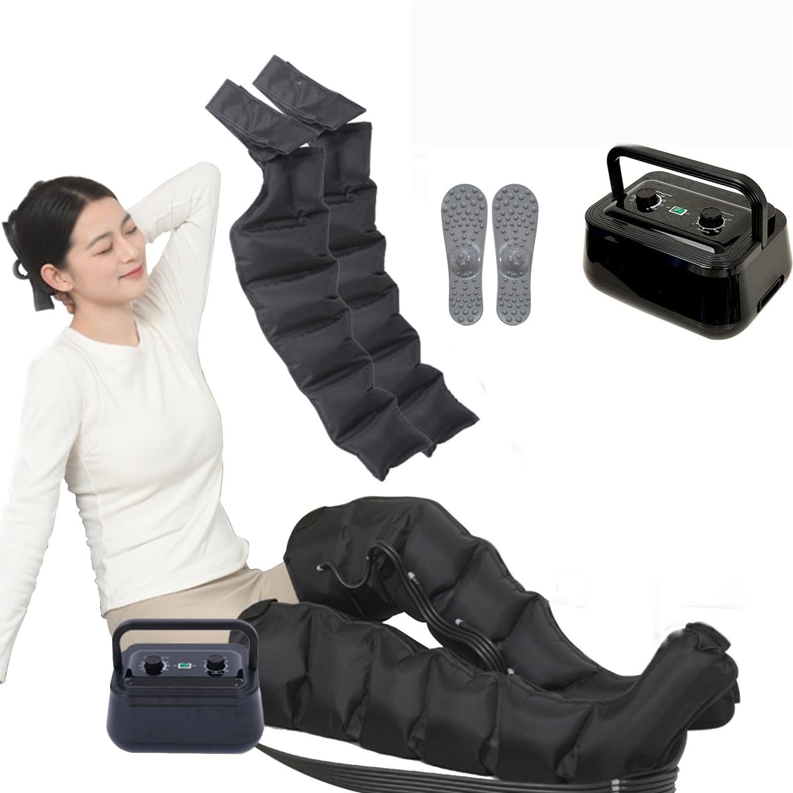 Massaggiatore Elettrico A Compressione d'Aria, Generic Massaggiatore Pneumatico per Gambe, Ressoterapia per Casa Stivali Compressione Pressoterapia, Rinforzo di Circolazione