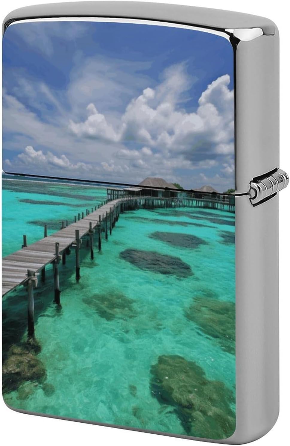Maldives Scenery Lighter Cover for Men, Personalized Lighter Case for Birthday Gift, Flip-Top Lighters Protective Cover, Portable Lighters Shell for Outdoor, Travel
