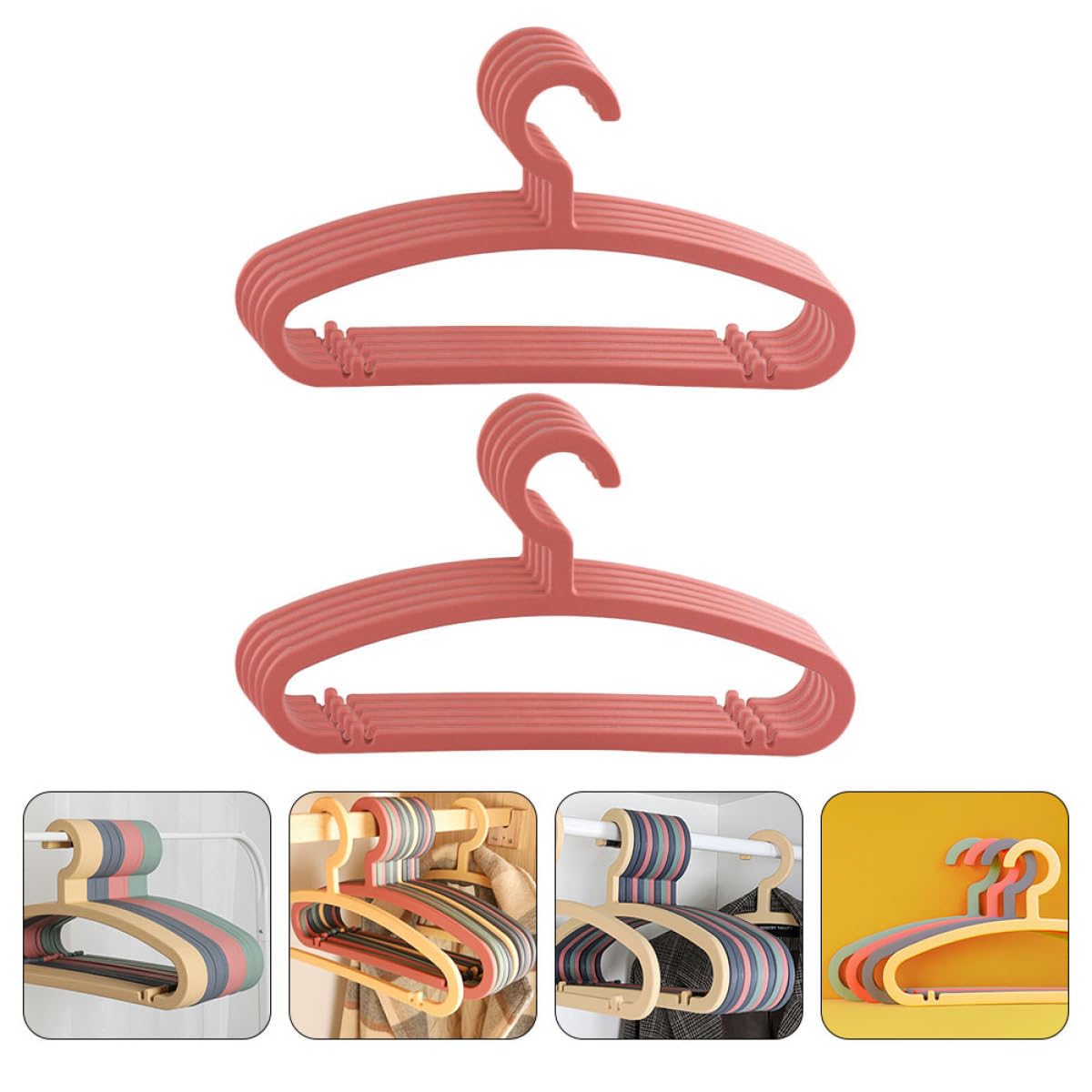 Ciieeo Grucce Antiscivolo Colore Casuale in Plastica Rossa Set di 10 Salvaspazio senza Cuciture per Armadio per Casa e Organizzazione di Abiti