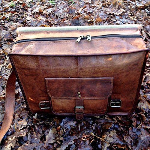 15" Handcrafted Briefcase Designer Retro Chic Rustic Leather Laptop Satchel Portfolio Shoulder Messenger Bag #TOP3