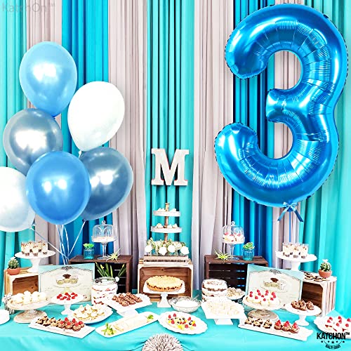 Image of Katchon, 40 Inch Blue Number 3 Balloons For 3rd Birthday Decorations
