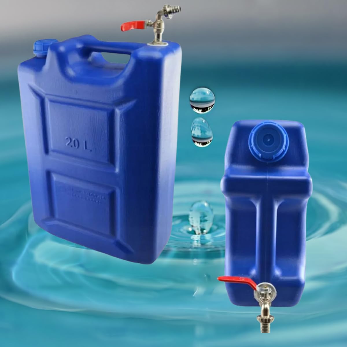 Bidón de agua de 20 l de plástico, depósito de agua con grifo, bidón de agua potable, depósito de agua, bidón de plástico, para casa, jardín, coche y camping, etc., cierre hermético
