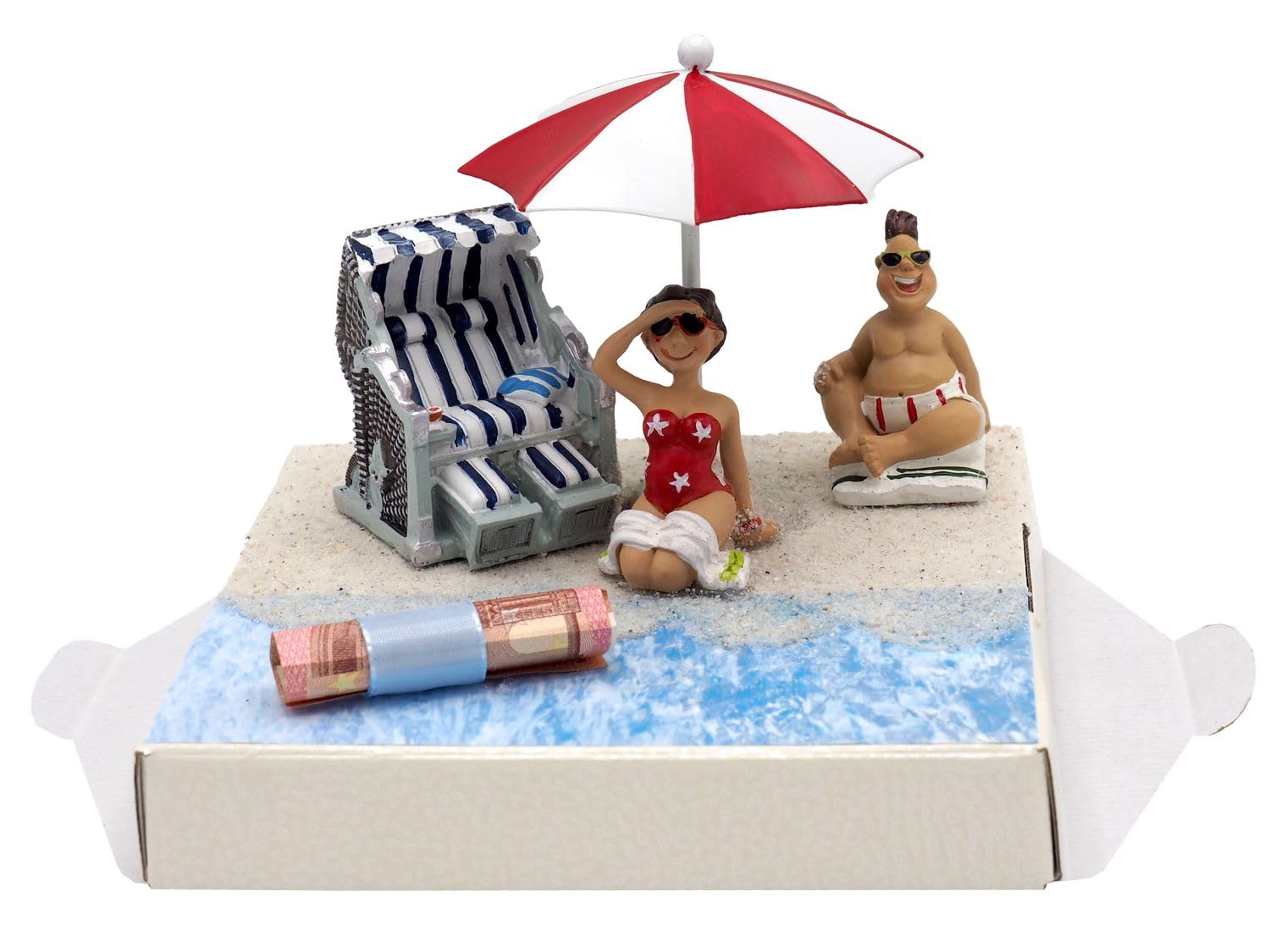 Unbekannt Geldgeschenk Verpackung Geldverpackung Nordsee Ostsee Sonnenschirm Strandkorb Urlaub Reise
