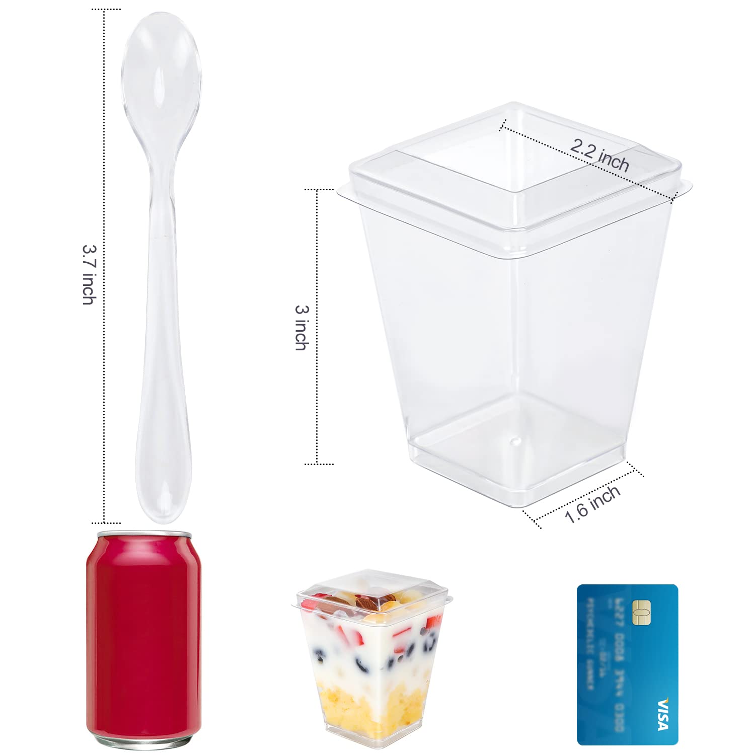 50Pack 5oz Plastic Dessert Cups with Lids Parfait Cups with Lids