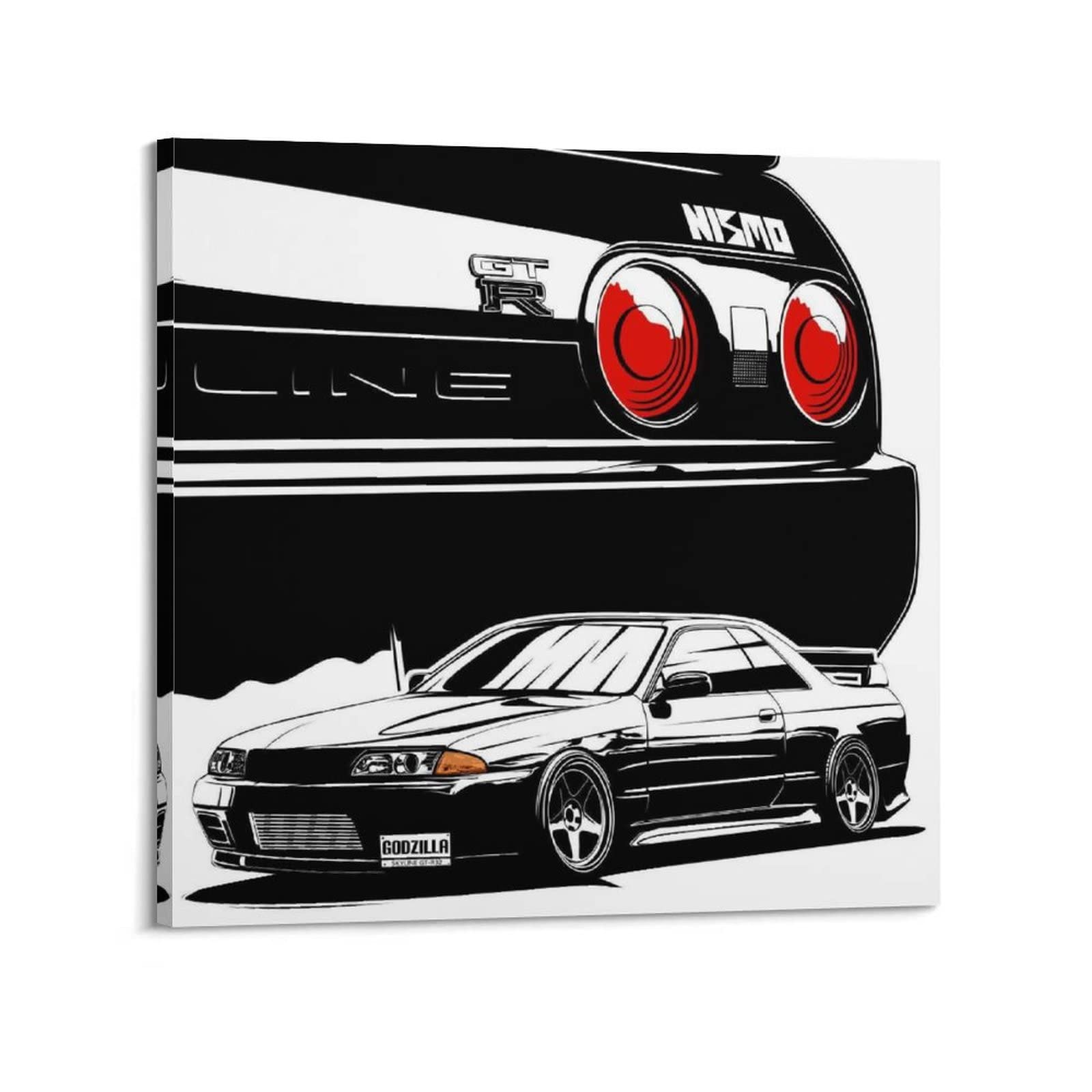 Yuanly Jdm Car Poster For Skyline R32 Racing Car Decorative Painting Canvas Wall And Art Picture Family Bedroom Decor 12X12inch(30X30cm)