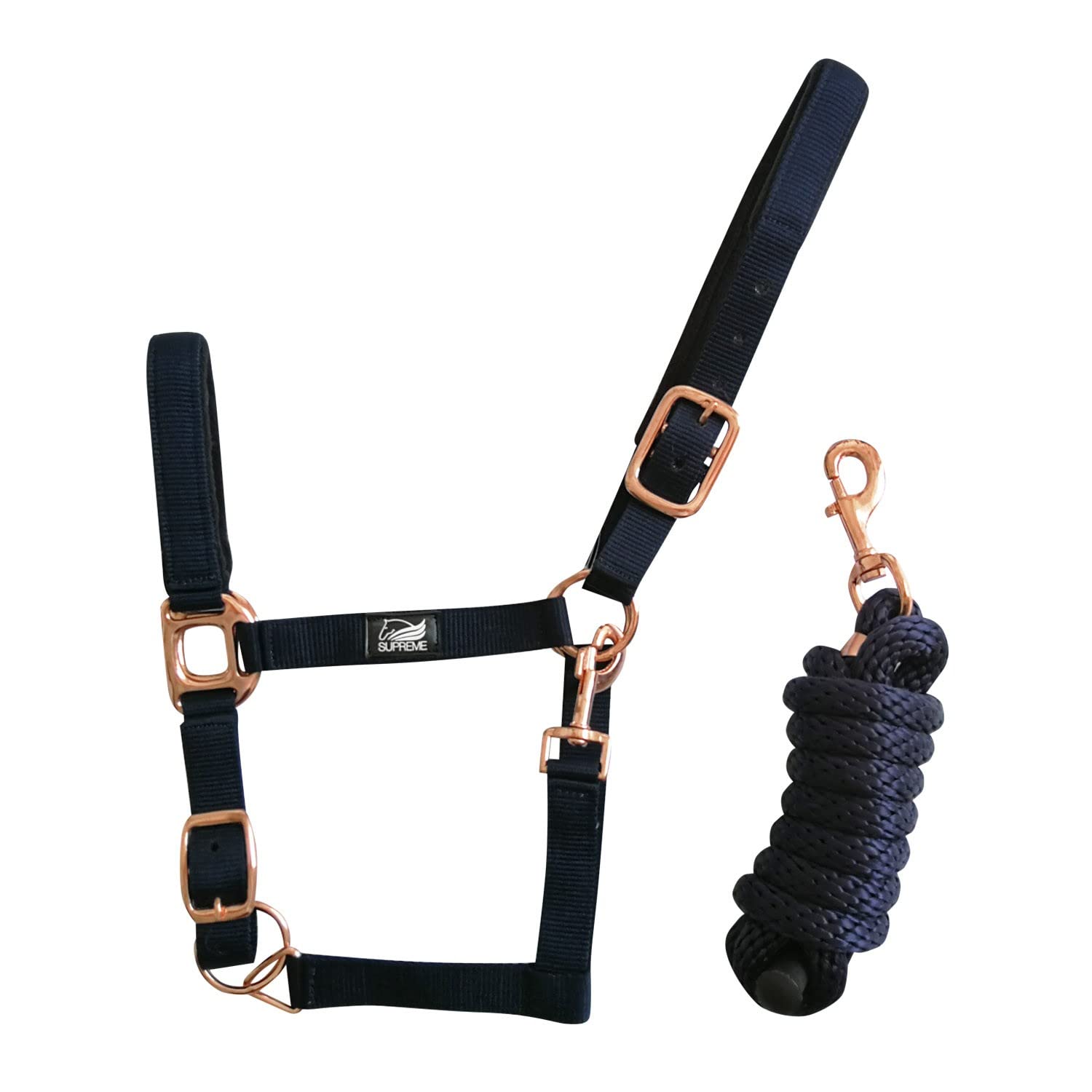 Supreme Halfter Rose Gold Line Doppel Naylon mit Länge doppelt verstellbar Größe Full COB Pony verschiedene Farben (COB, BROWN)