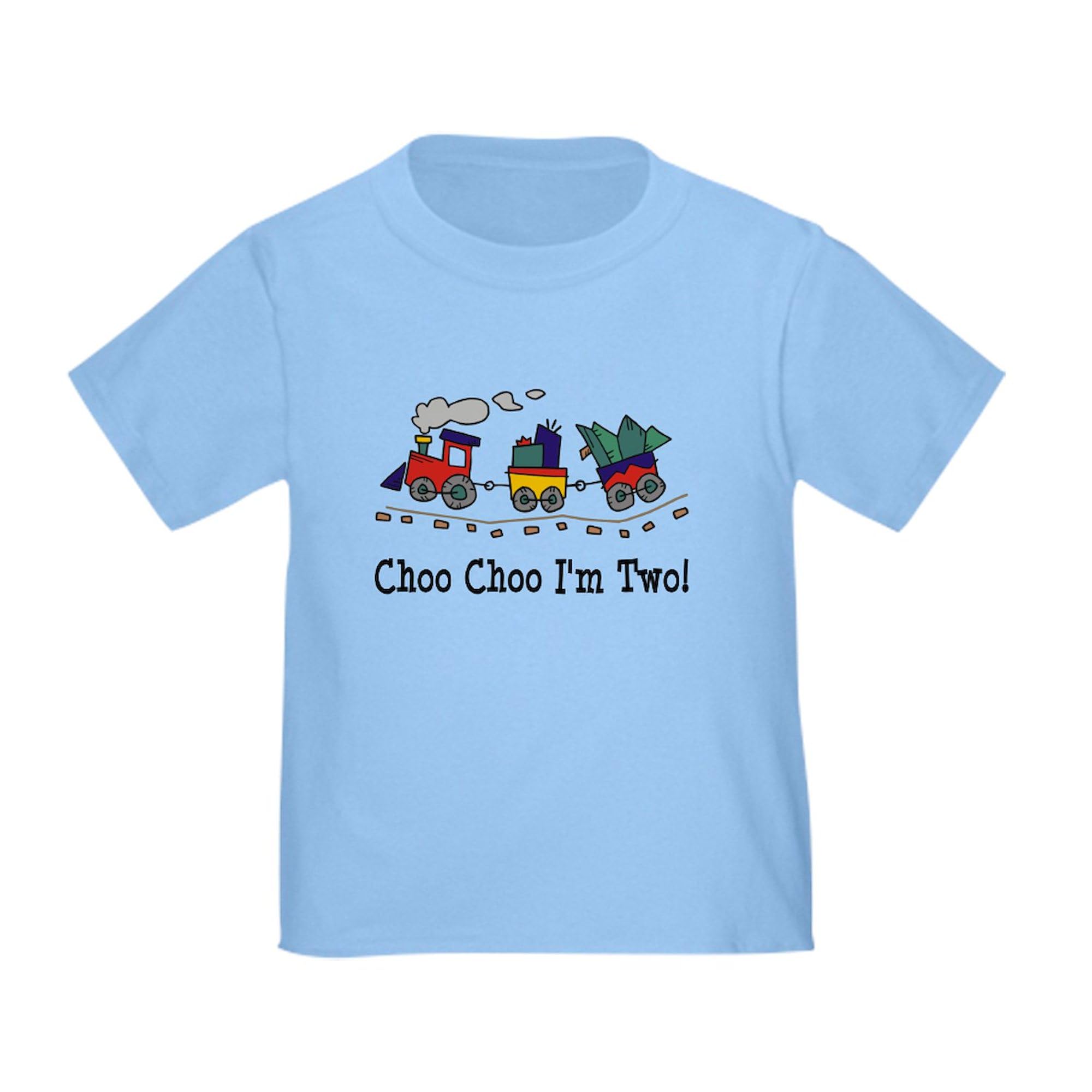 CafePress Choo Choo I'm 2 Toddler T Shirt Toddler Graphic Tee, 100% Cotton Baby Blue
