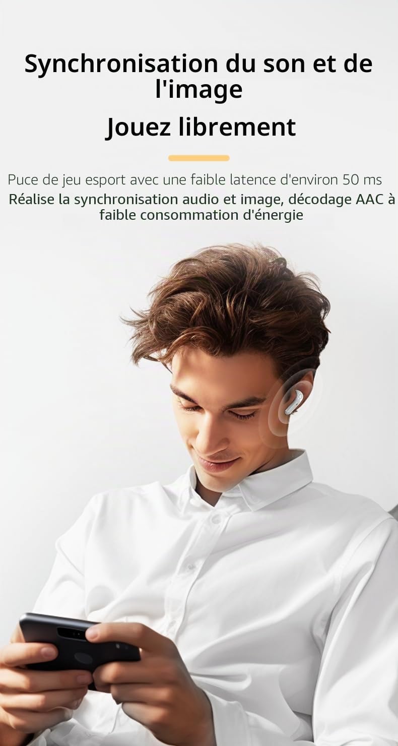 Casques doubles sans fil - 4 en 1 boîte de recharge double 80 H - Casques Bluetooth - Écouteurs Bluetooth - Écouteurs - Bracelet magnétique cadeau