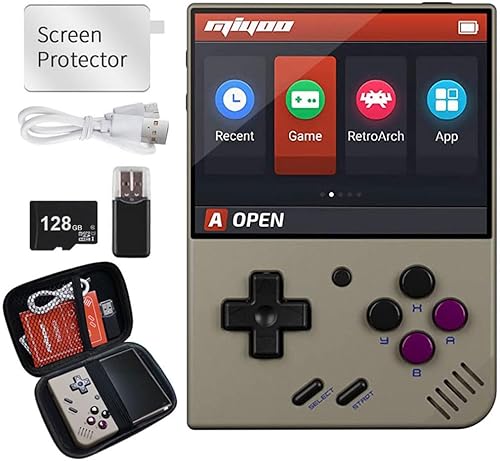 Miyoo Mini Plus - Consola de juegos portátil retro portátil con WiFi, compatible con juegos principales de 3.5 pulgadas IPS de alta resolución (gris