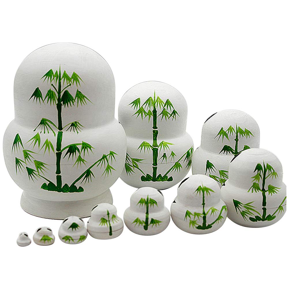 Bambole Russe Matrioska 10 Pezzi Fatte a Mano in Legno con Motivi Panda Regalo Natale Compleanno