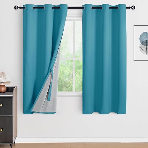 Miniatura 111 de DWCN Cortinas opacas 100% grises de 84 pulgadas de largo para dormitorio con forro negro, doble capa con aislamiento térmico, paneles de cortina