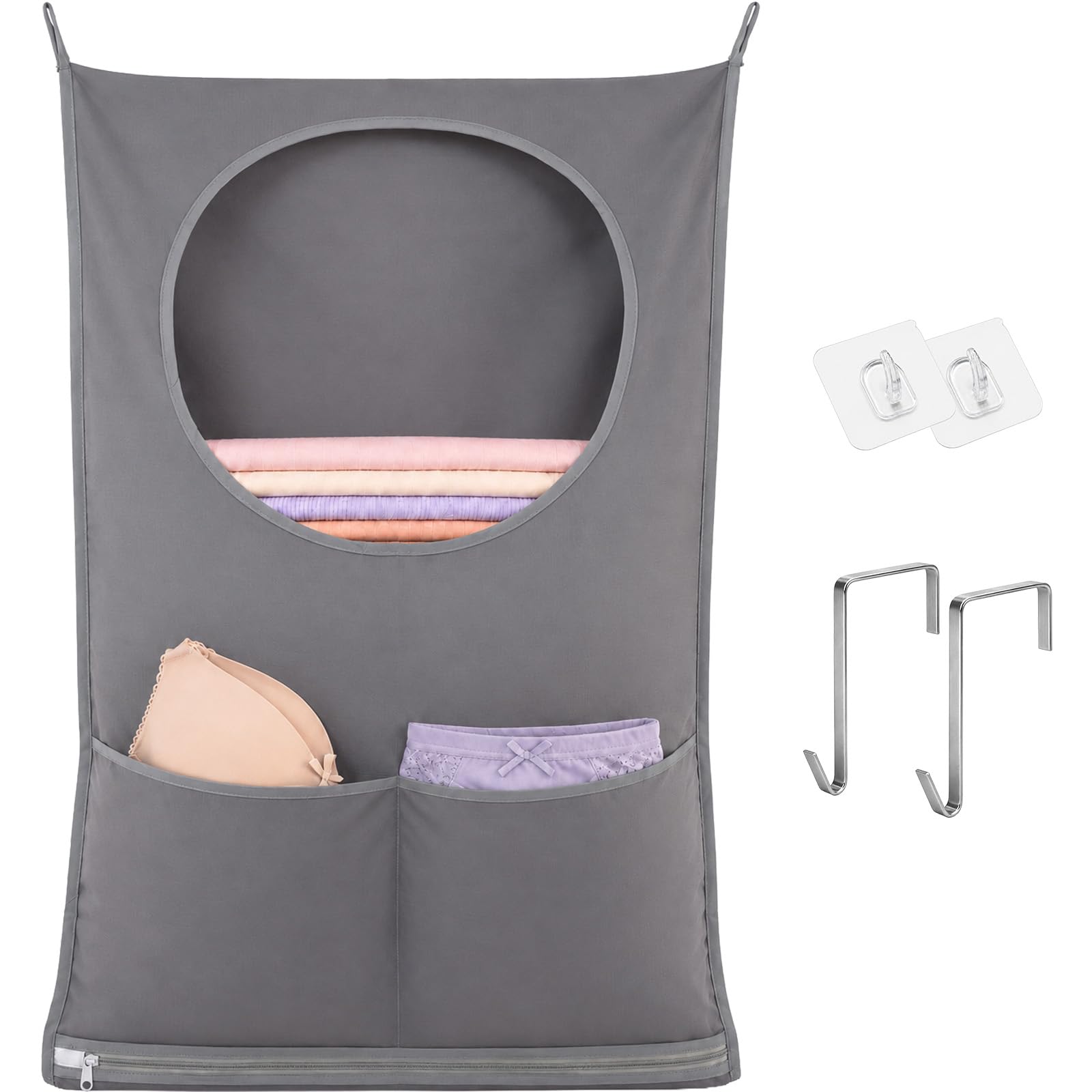 KLMHH Hanging Laundry Bag Collapsible Laundry Basket Large Foldable Washing Basket for Easy Storage Waterproof Hamper Basket Dirty Clothes Laundry Bag for Bedroom Bathroom Dorm