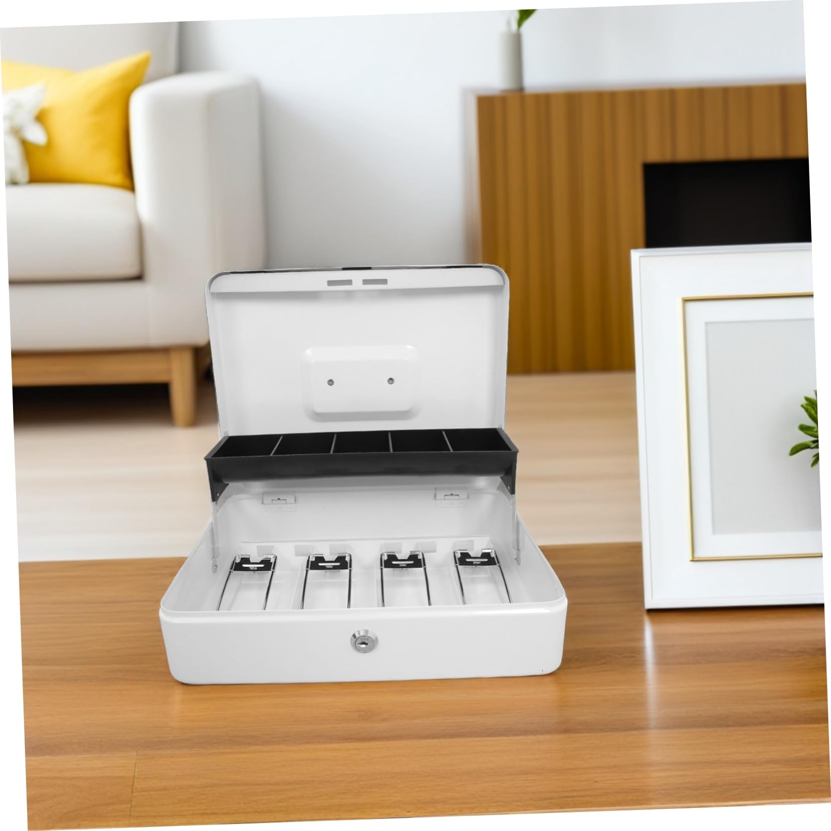 Caja De Caudales Con Llave De Metal Caja De Seguridad Para Dinero Organizador De Almacenamiento Seguro Con Cerradura Para Comercios Hostelería y Oficinas