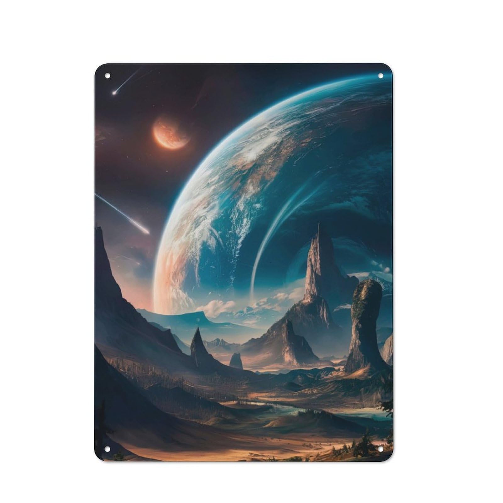 Junmoney Alien Horizon Tin Wall Plaque 40X30cm With For Man Cave Or Games Room, A New Home Present For Leisure-Room Decor Enthusiasts