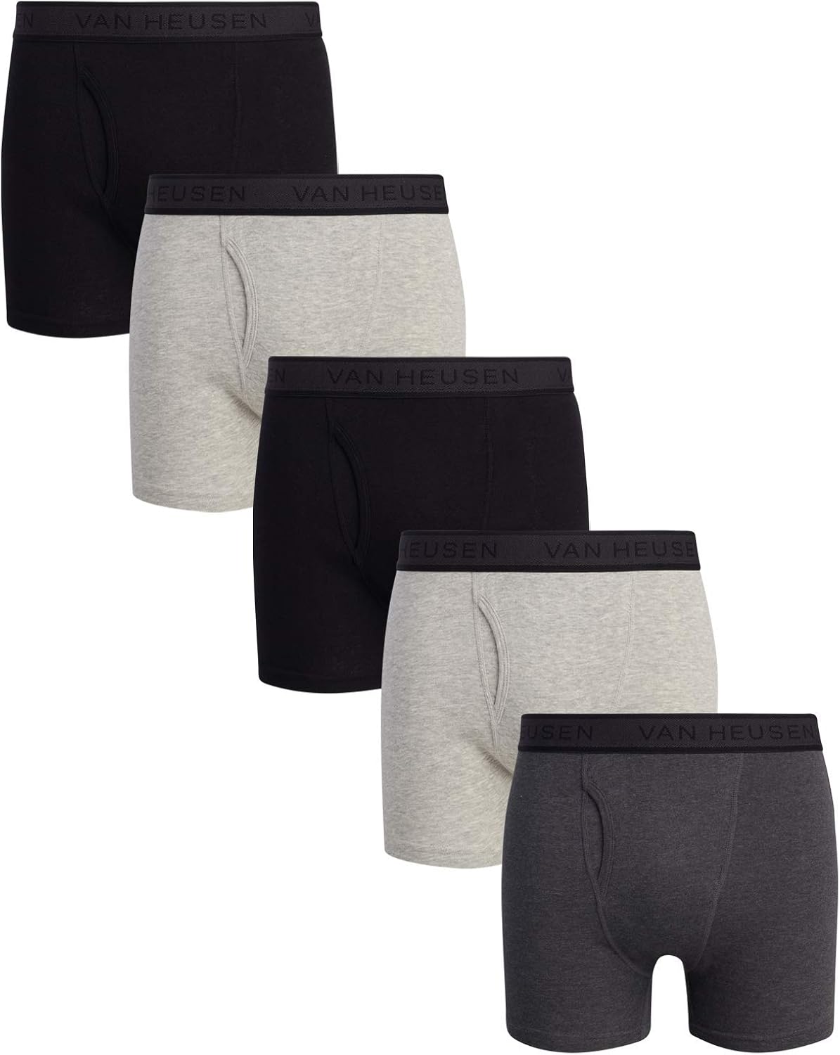 Van Heusen Men’s Underwear - Cotton Boxer Briefs with Functional Fly (5 Pack)