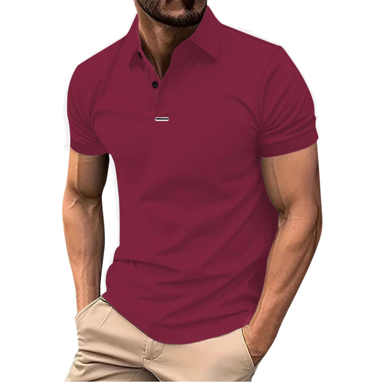 Men's Breathable Golf Polo Shirt Short Sleeve Quick Dry Lightweight Golf Casual Collared Tops Breathable Moisture Wicking Work Shirts Stretchable Plus Sizes Sports Moisture Wicking Tops
