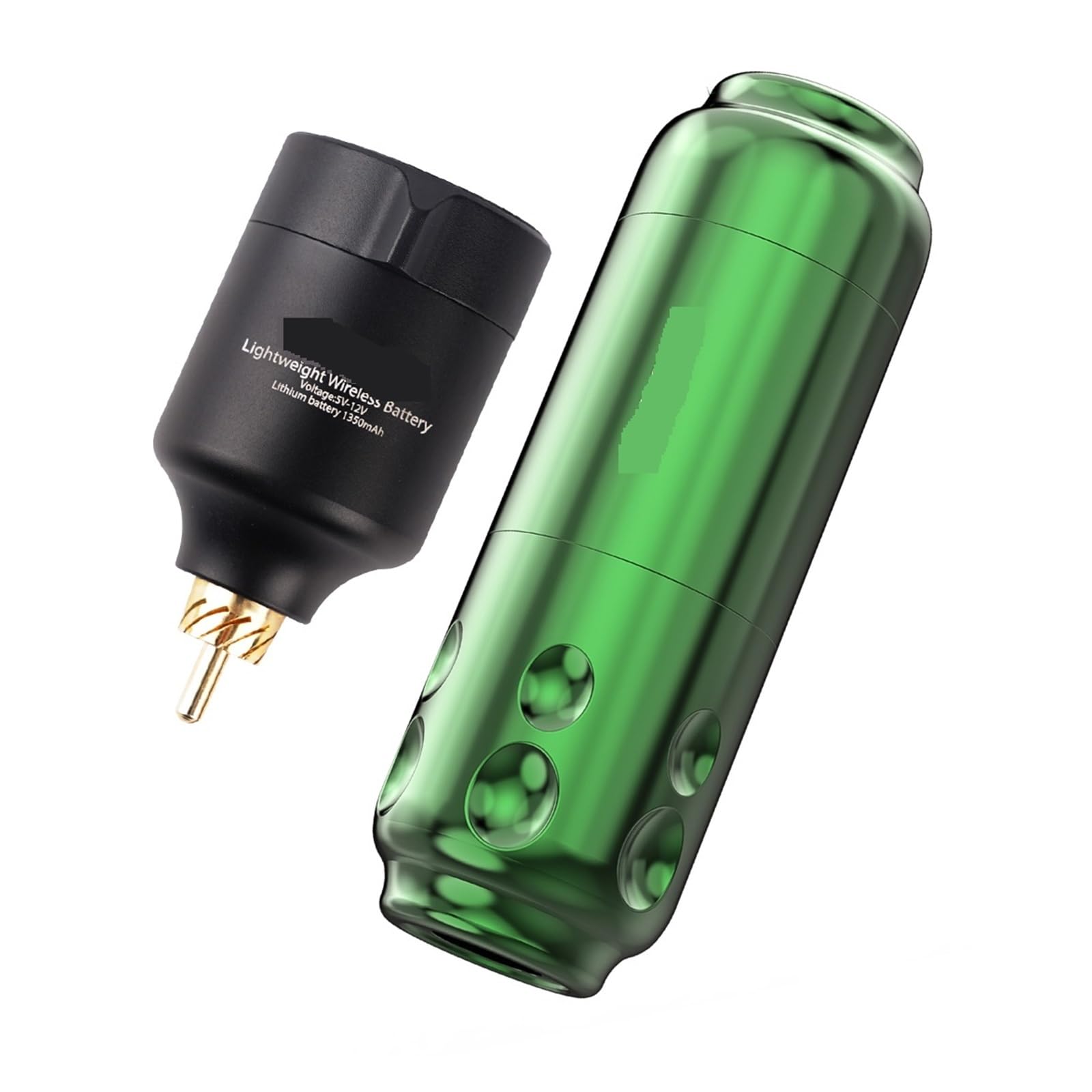 Kit De Máquina Tatuaje Con Motor Sin Escobillas, Batería Inalámbrica, 4,0mm Carrera, Interfaz RCA, Mástil T1, Juego LCD Recargable Tatuaje Sencillo Y Sin Complicaciones(Green Set)