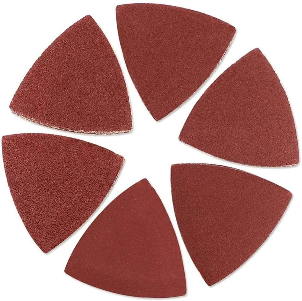 100 hojas triangulares de lija triangulares con gancho de papel de lija que se ajustan a la almohadilla de lijado oscilante multiherramienta de 3-1/8 pulgadas, grano 40-400, mixto 1